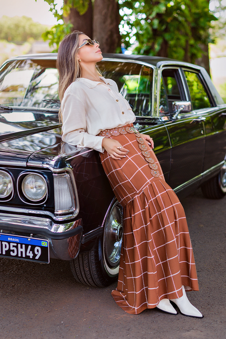 01 saia longa xadrez sereia com pregas