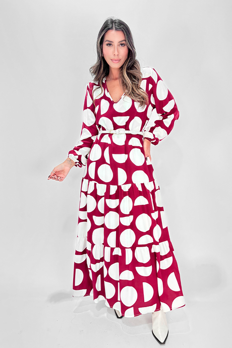 01 vestido longo poa com cinto de couro