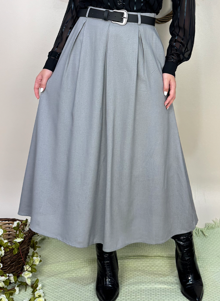07 saia de pregas em comprimento midi