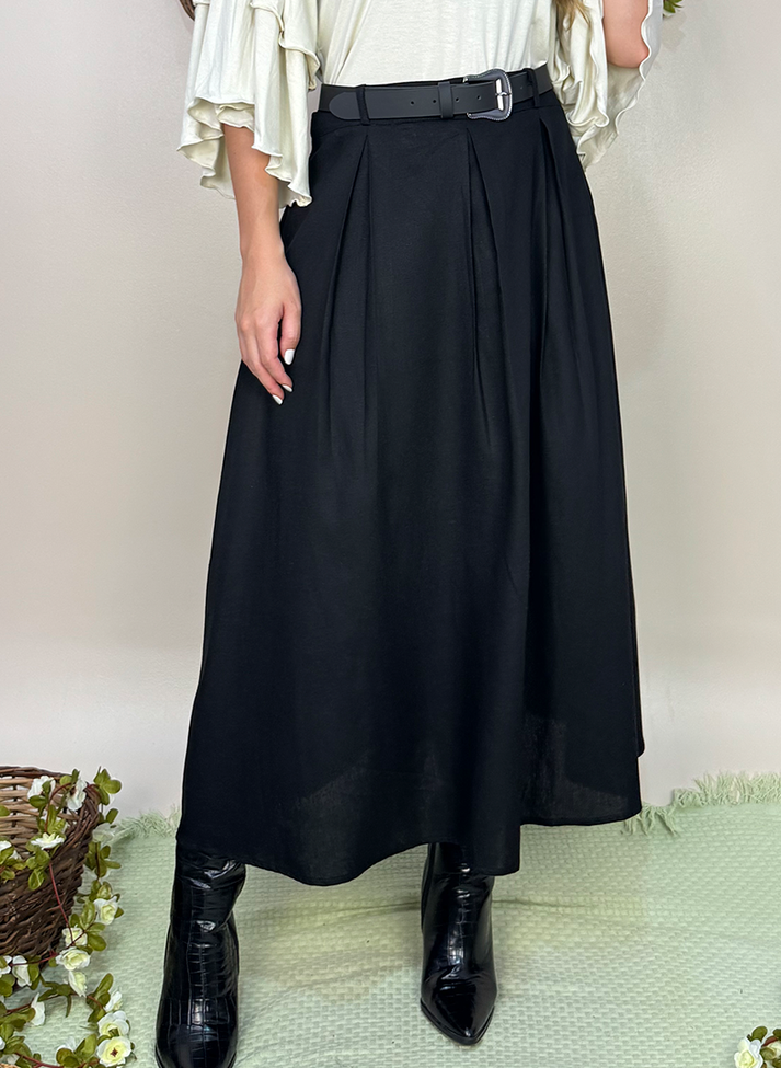 12 saia de pregas em comprimento midi