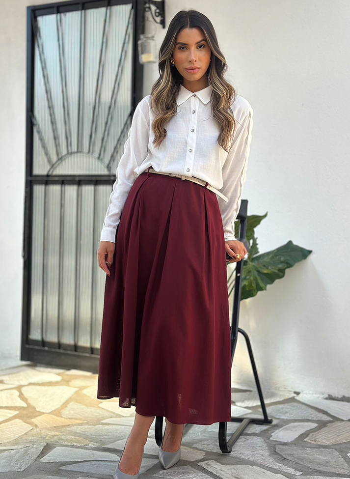 13 saia de pregas em comprimento midi