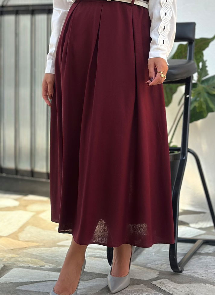 14 saia de pregas em comprimento midi