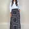 01 saia longa com estampa geometrica
