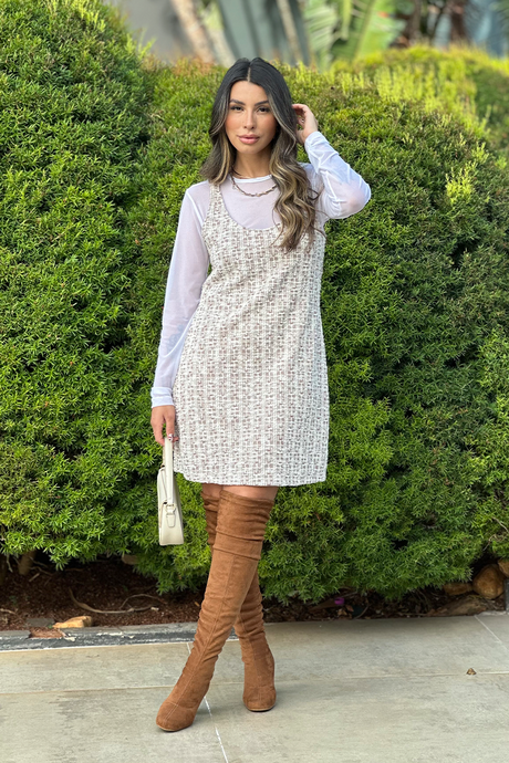 01 vestido curto tweed com blusa basica