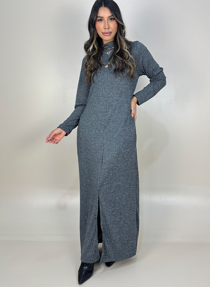 04 vestido longo de gola alta em malha canelada