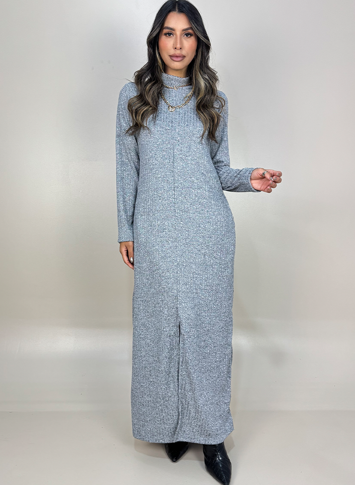 07 vestido longo de gola alta em malha canelada