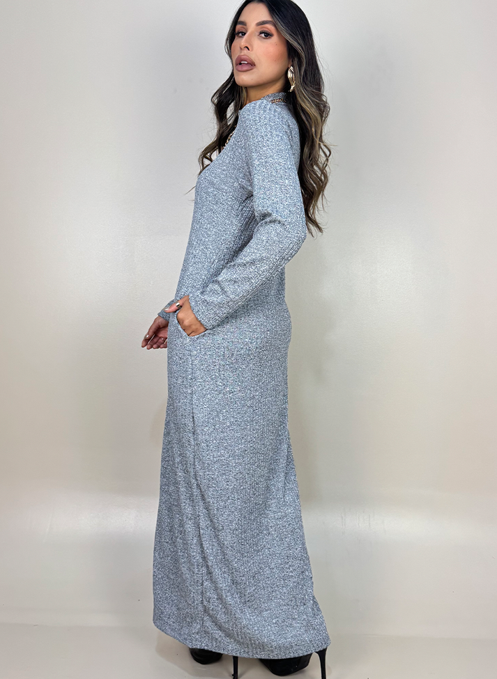 08 vestido longo de gola alta em malha canelada