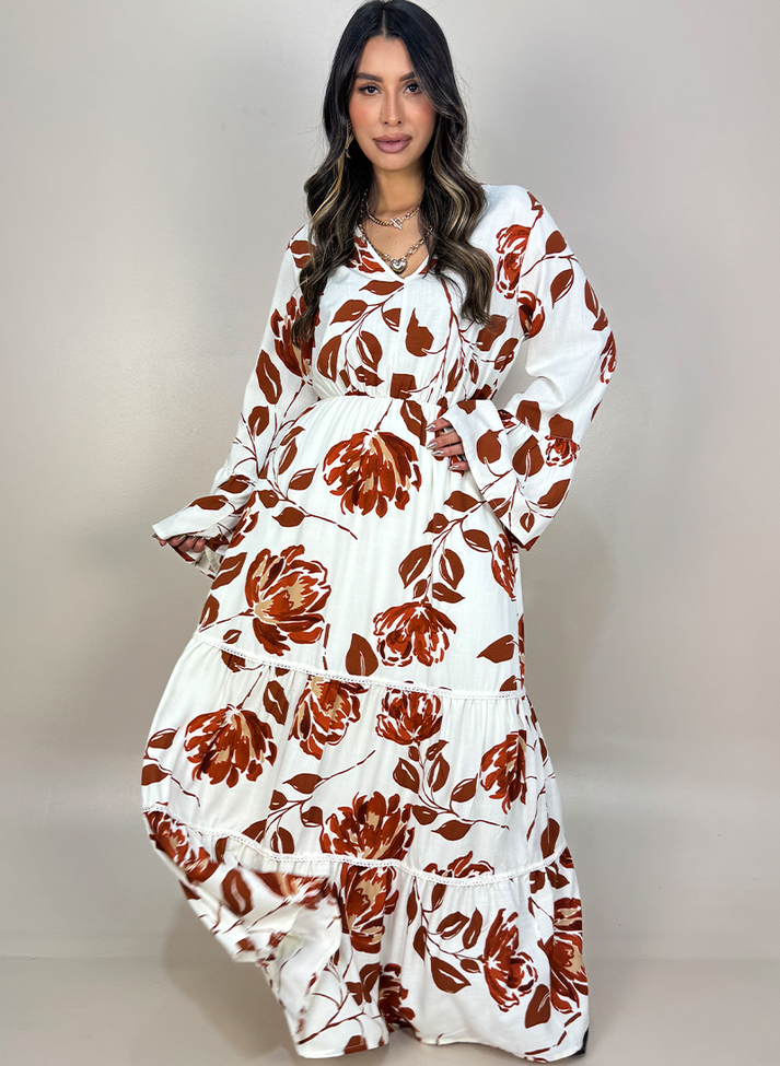 05 vestido longo estampado com aplicacao de rendinha