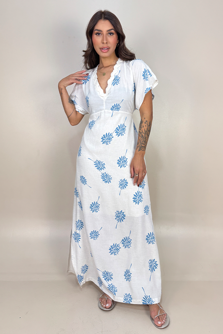 01 vestido longo estampado com manga morcego