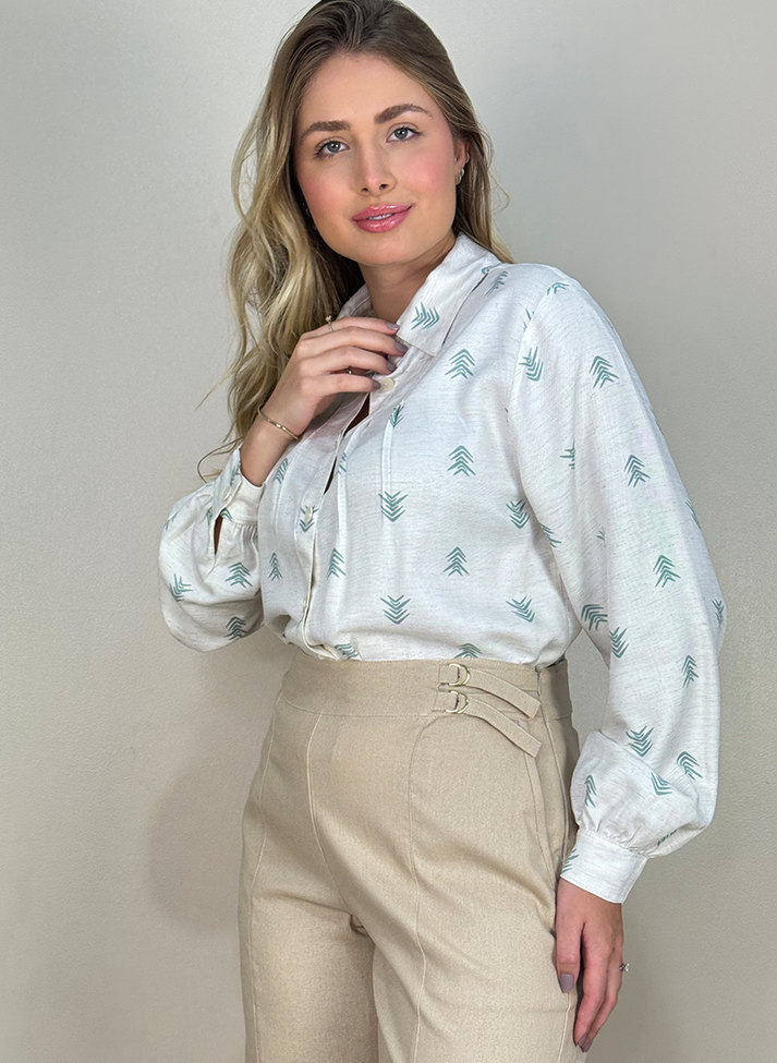 03 camisa manga longa estampada com pregas frontais