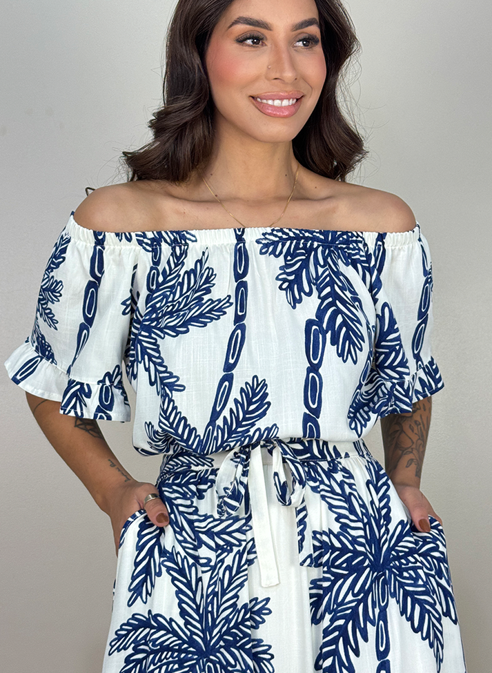 01 conjunto estampado cropped ombro a ombro e saia longa