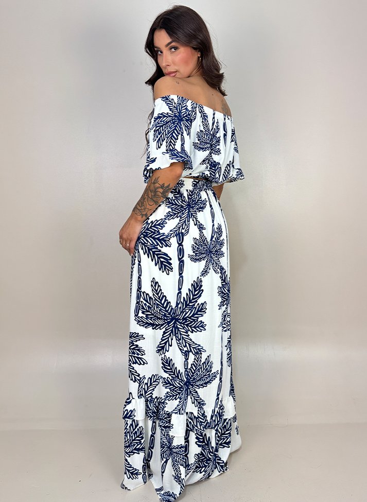 02 conjunto estampado cropped ombro a ombro e saia longa