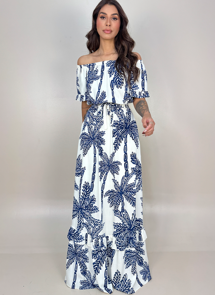 04 conjunto estampado cropped ombro a ombro e saia longa