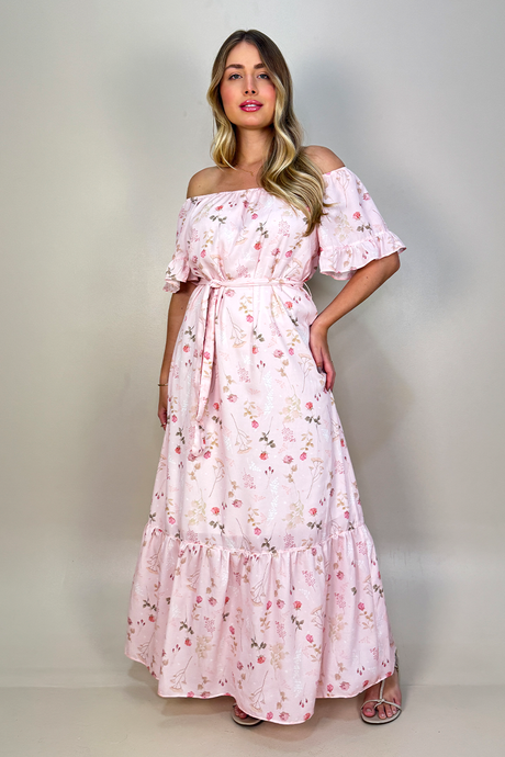 02 vestido longo ombro a ombro em estampa exclusiva floral