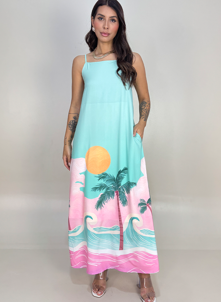 03 vestido longo de alcinha barrado