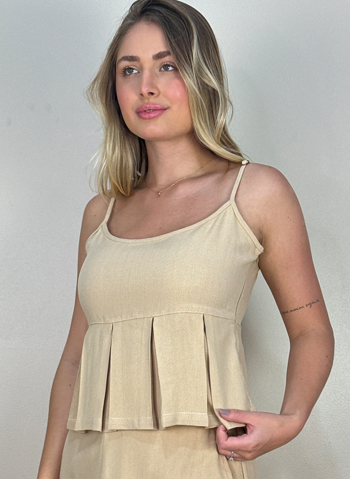 05 conjunto linho com blusa alcinha e calca