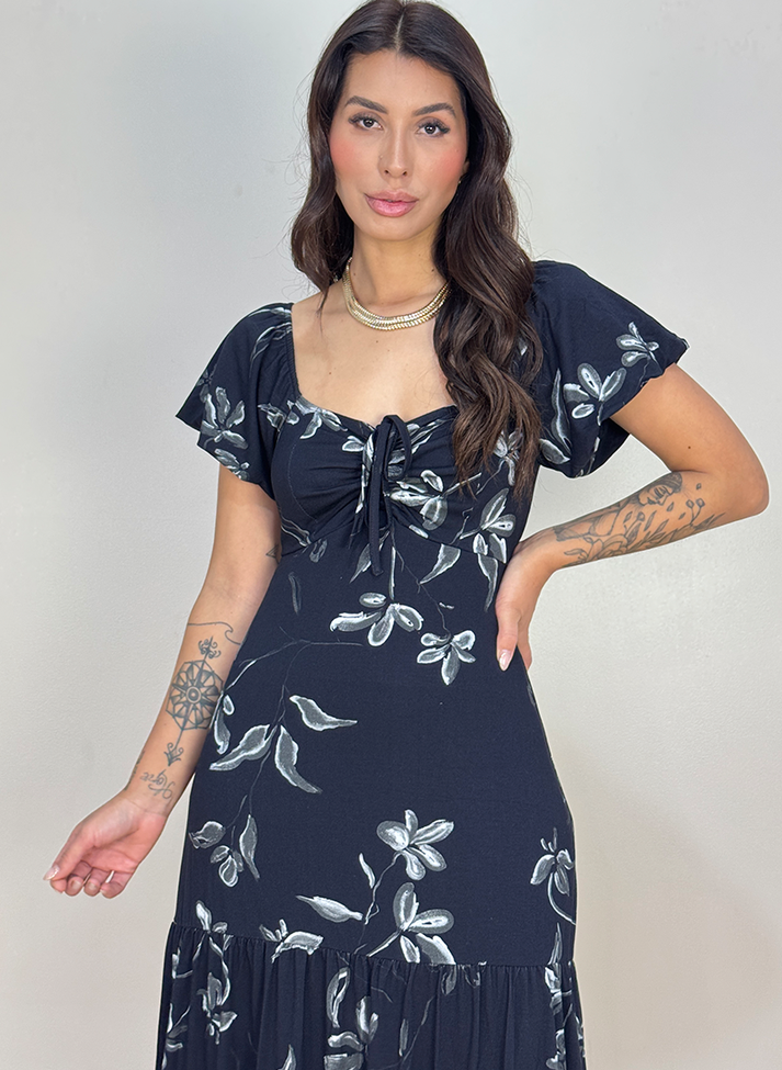 02 vestido longo floral manga balone