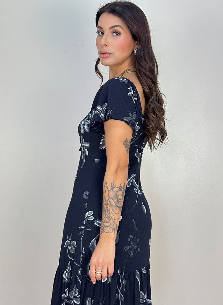 03 vestido longo floral manga balone